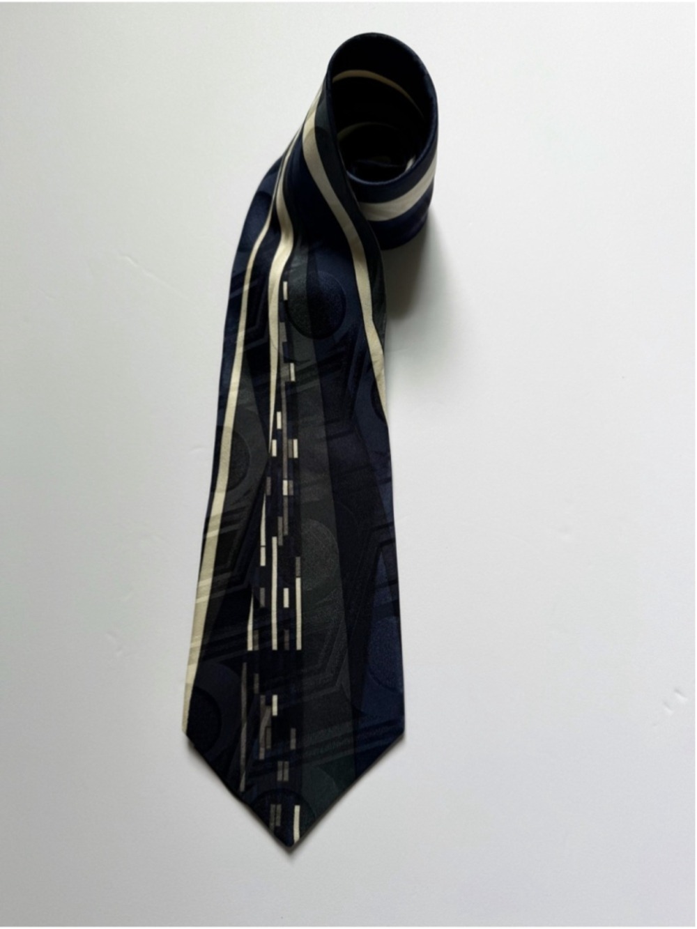 Vintage Proliforni Milano 100% Italian Silk Tie Abstract Geometric Wide 4”